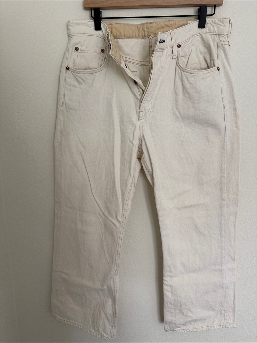 rag & bone Women’s High Rise Cropped Flare  Cream Jeans